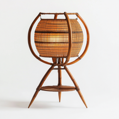 Wabi-sabi style rattan floor lamp, tea room combination chandelier, bedroom and dining room do not take up much space, wall-mounted and rare - Image 4