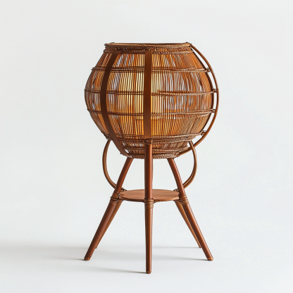 Wabi-sabi style rattan floor lamp, tea room combination chandelier, bedroom and dining room do not take up much space, wall-mounted and rare - Image 3