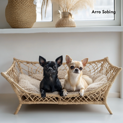 10 Pet beds, wicker dog beds, cat beds, American-style retro solid wood animal house furniture, Teddy Bichon Frise dog bed MATS - Image 9