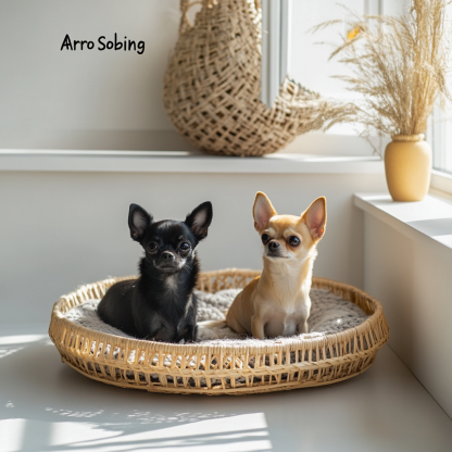 Pet bed, wicker dog bed, cat bed, American-style retro solid wood animal house furniture, Teddy Bichon Frise dog mattress - Image 8