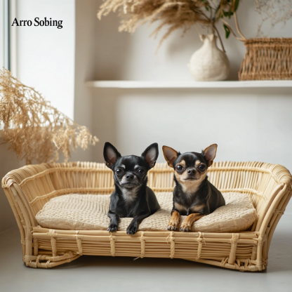 10 Pet beds, wicker dog beds, cat beds, American-style retro solid wood animal house furniture, Teddy Bichon Frise dog bed MATS - Image 7