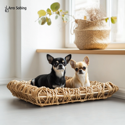 10 Pet beds, wicker dog beds, cat beds, American-style retro solid wood animal house furniture, Teddy Bichon Frise dog bed MATS - Image 6