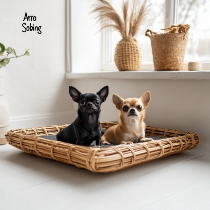 10 Pet beds, wicker dog beds, cat beds, American-style retro solid wood animal house furniture, Teddy Bichon Frise dog bed MATS - Image 9