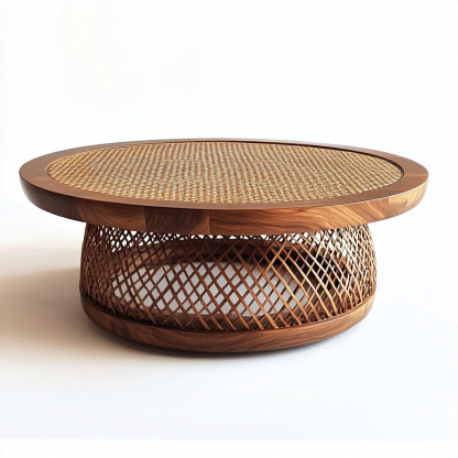 Wabi-sabi style solid wood coffee table, living room, small-sized home, round coffee table combination, homestay and hotel coffee table - Image 9