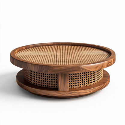 Wabi-sabi style solid wood coffee table, living room, small-sized home, round coffee table combination, homestay and hotel coffee table - Image 8