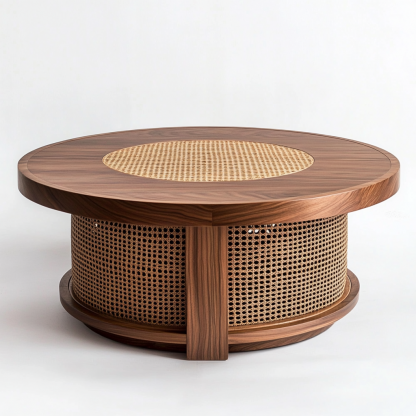 Wabi-sabi style solid wood coffee table, living room, small-sized home, round coffee table combination, homestay and hotel coffee table - Image 7