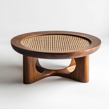 Wabi-sabi style wicker coffee table, living room, small-sized home, round coffee table and tea table - Image 7