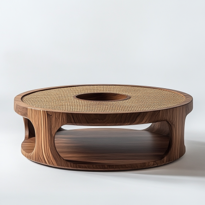 The layout features a modern, simple, light luxury and high-end designer rattan coffee table - Image 9
