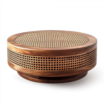The layout features a modern, simple, light luxury and high-end designer rattan coffee table - Image 8