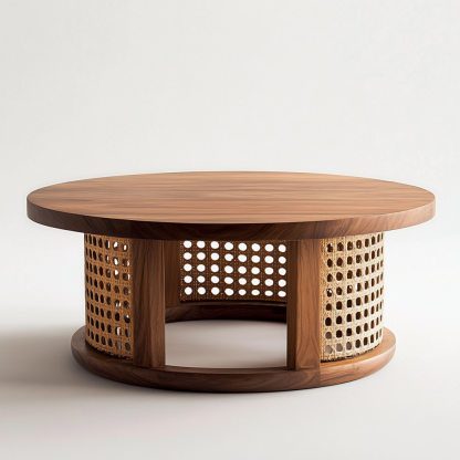 The layout features a modern, simple, light luxury and high-end designer rattan coffee table - Image 6