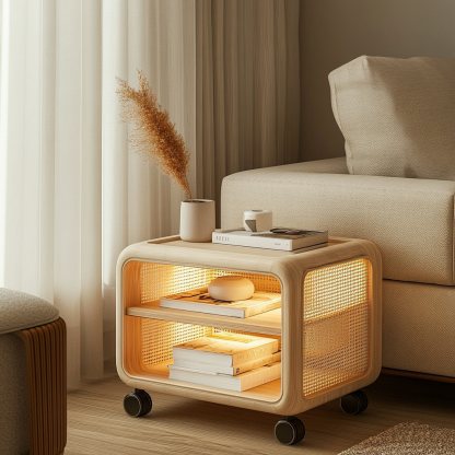 Small trolley mobile storage rack, modern and simple sofa side table, living room household storage rack, multi-functional - Image 9