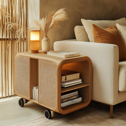 Small trolley mobile storage rack, modern and simple sofa side table, living room household storage rack, multi-functional - Image 7