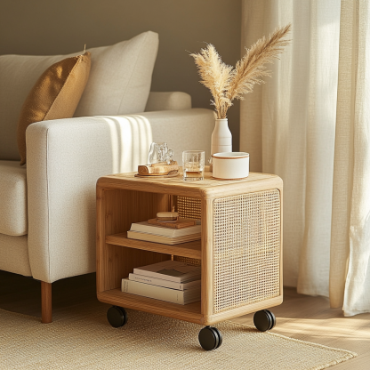 Small trolley mobile storage rack, modern and simple sofa side table, living room household storage rack, multi-functional - Image 6