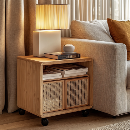 Solid wood side table, second-hand trolley, movable coffee table, living room sofa side cabinet, snack storage rack, storage rack - Image 8