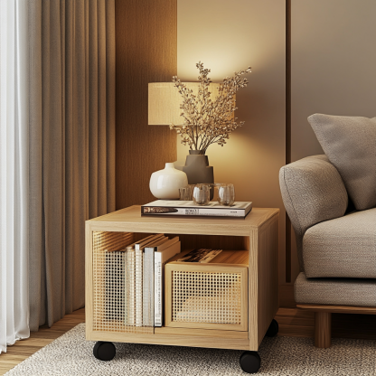 Solid wood side table, second-hand trolley, movable coffee table, living room sofa side cabinet, snack storage rack, storage rack - Image 6