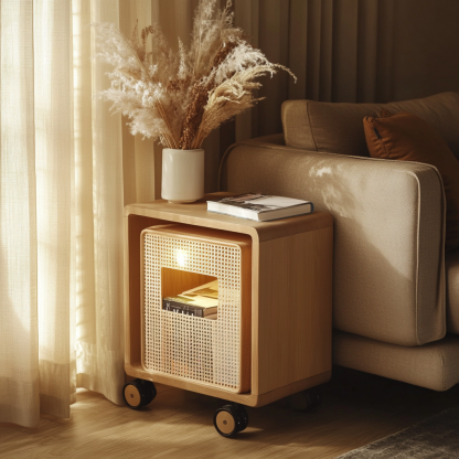 Chinese-style living room storage rack, floor-standing movable wheeled snack storage rack, storage shelf - Image 8