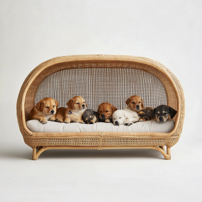 Pet bed, wicker dog bed, cat bed, American-style retro solid wood animal house furniture, Teddy Bichon Frise dog mattress - Image 8