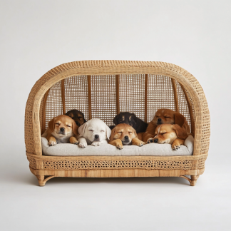 Pet bed, wicker dog bed, cat bed, American-style retro solid wood animal house furniture, Teddy Bichon Frise dog mattress