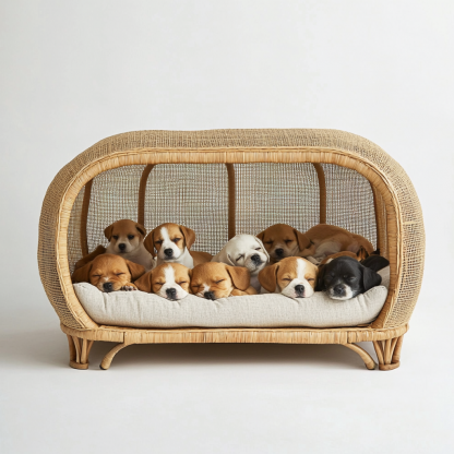 Pet bed, wicker dog bed, cat bed, American-style retro solid wood animal house furniture, Teddy Bichon Frise dog mattress - Image 8