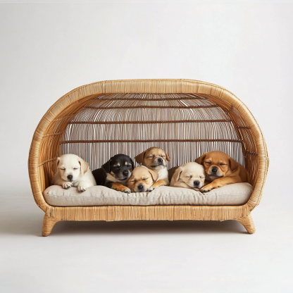 Pet bed, wicker dog bed, cat bed, American-style retro solid wood animal house furniture, Teddy Bichon Frise dog mattress - Image 7