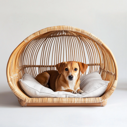 Pet bed, wicker dog bed, cat bed, American-style retro solid wood animal house furniture, Teddy Bichon Frise dog mattress - Image 8
