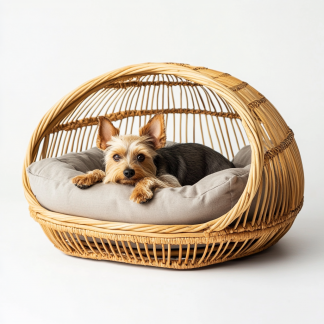 Pet bed, wicker dog bed, cat bed, American-style retro solid wood animal house furniture, Teddy Bichon Frise dog mattress