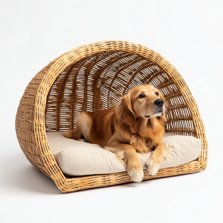 Pet bed, wicker dog bed, cat bed, American-style retro solid wood animal house furniture, Teddy Bichon Frise dog mattress