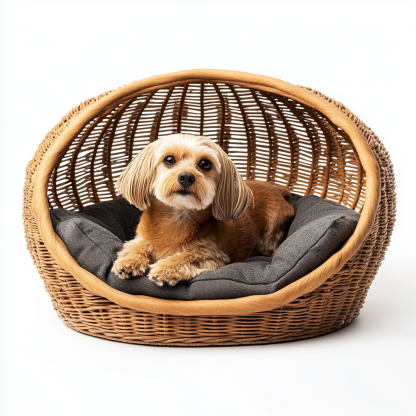 Pet bed, wicker dog bed, cat bed, American-style retro solid wood animal house furniture, Teddy Bichon Frise dog mattress - Image 6