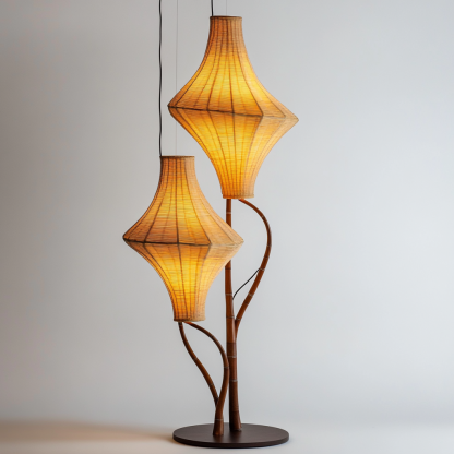 Wabi-sabi style rattan floor lamp, homestay hotel model room decoration, bedroom night light, Chinese retro style - Image 9