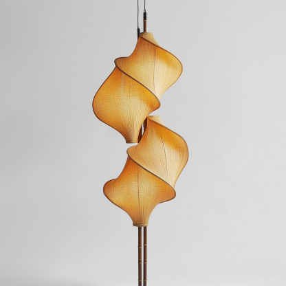 Vintage height-adjustable dining room chandelier, Wabi-sabi style, adjustable telescopic fabric dining table, bar counter, wood grain trumpet lamp - Image 5