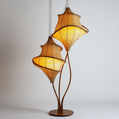 Wabi-sabi style rattan floor lamp, homestay hotel model room decorative item, Zen, Japanese and Chinese retro style - Image 8