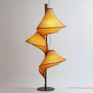 Wabi-sabi style rattan floor lamp, homestay hotel model room decorative item, Zen, Japanese and Chinese retro style