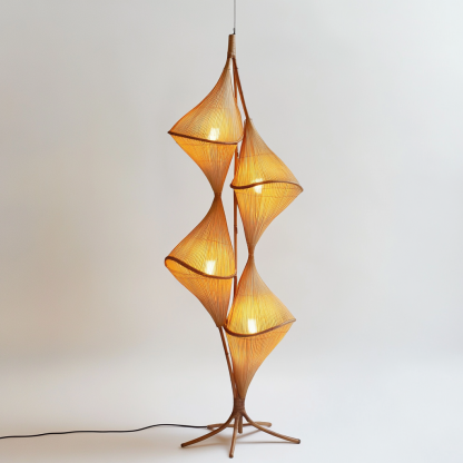 Wabi-sabi style rattan floor lamp, homestay hotel model room decorative item, Zen, Japanese and Chinese retro style - Image 8