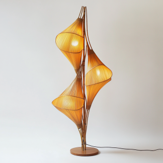 Wabi-sabi style rattan floor lamp, homestay hotel model room decorative item, Zen, Japanese and Chinese retro style