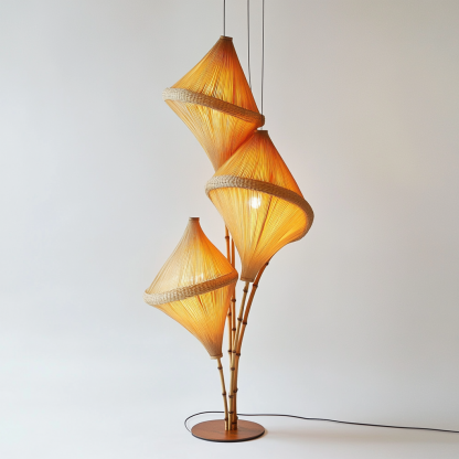 Wabi-sabi style rattan floor lamp, homestay hotel model room decorative item, Zen, Japanese and Chinese retro style - Image 6