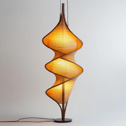Wabi-sabi style rattan floor lamp, homestay hotel model room decorative item, Zen, Japanese and Chinese retro style - Image 4