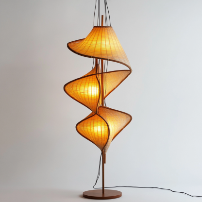 Wabi-sabi style rattan floor lamp, homestay hotel model room decorative item, Zen, Japanese and Chinese retro style - Image 3
