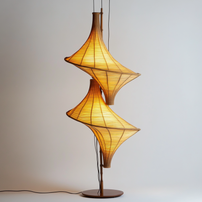 Wabi-sabi style rattan floor lamp, homestay hotel model room decorative item, Zen, Japanese and Chinese retro style - Image 2