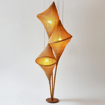 Wabi-sabi style rattan floor lamp, homestay hotel model room decorative item, Zen, Japanese and Chinese retro style - Image 3