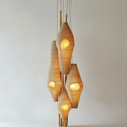 Wabi-sabi style rattan floor lamp, homestay hotel model room decorative item, Zen, Japanese and Chinese retro style - Image 9