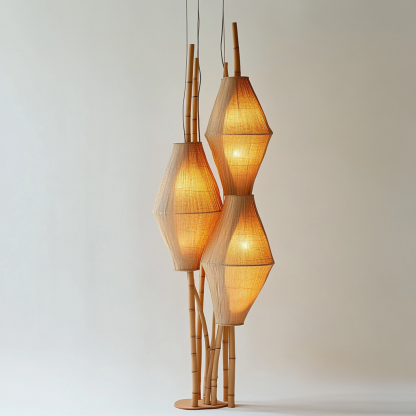 Wabi-sabi style rattan floor lamp, homestay hotel model room decorative item, Zen, Japanese and Chinese retro style - Image 8