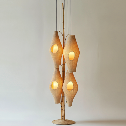 Wabi-sabi style rattan floor lamp, homestay hotel model room decorative item, Zen, Japanese and Chinese retro style - Image 6