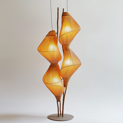 Wabi-sabi style rattan floor lamp, homestay hotel model room decoration, bedroom night light, Chinese retro style - Image 4