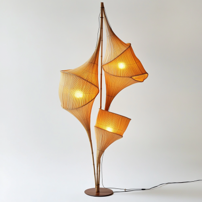 Wabi-sabi style rattan floor lamp, homestay hotel model room decoration, bedroom night light, Chinese retro style - Image 2