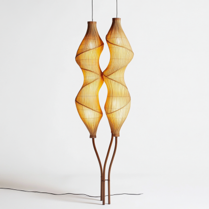 Wabi-sabi style rattan floor lamp, homestay hotel model room decorative item, Zen, Japanese and Chinese retro style - Image 4