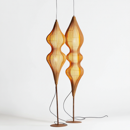 Wabi-sabi style rattan floor lamp, homestay hotel model room decorative item, Zen, Japanese and Chinese retro style - Image 2