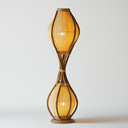 Wabi-sabi style rattan floor lamp, homestay hotel model room decoration, bedroom night light, Chinese retro style - Image 6