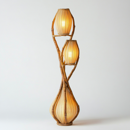 Wabi-sabi style rattan floor lamp, homestay hotel model room decorative item, Zen, Japanese and Chinese retro style - Image 5