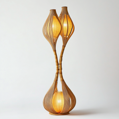 Wabi-sabi style rattan floor lamp, homestay hotel model room decorative item, Zen, Japanese and Chinese retro style - Image 4