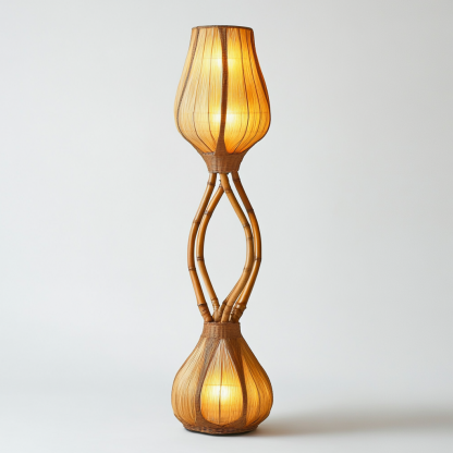 Wabi-sabi style rattan floor lamp, homestay hotel model room decorative item, Zen, Japanese and Chinese retro style - Image 3